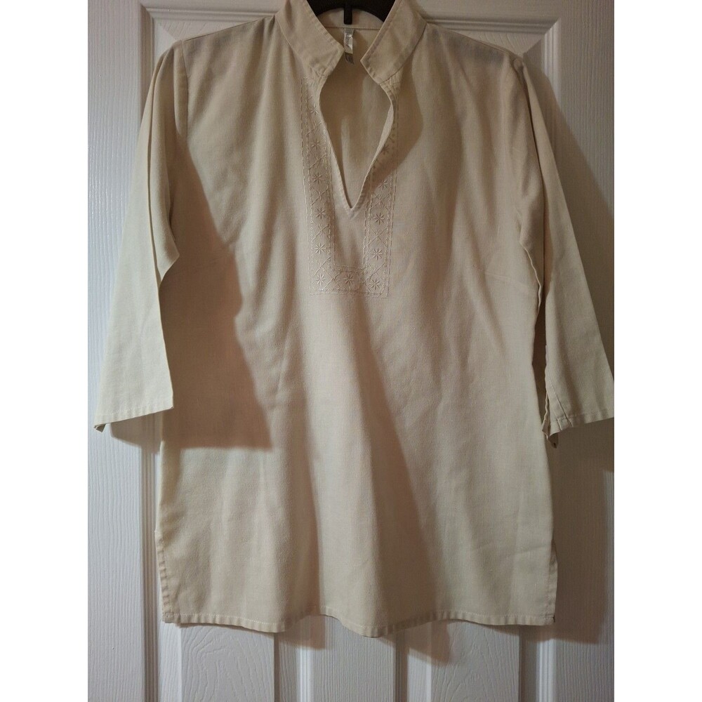 NOBLESSE Women's Beige Top Embroidered Size 12